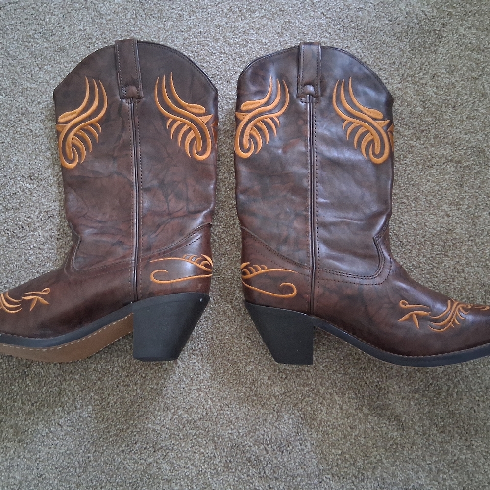Brown and Orange Western Boots